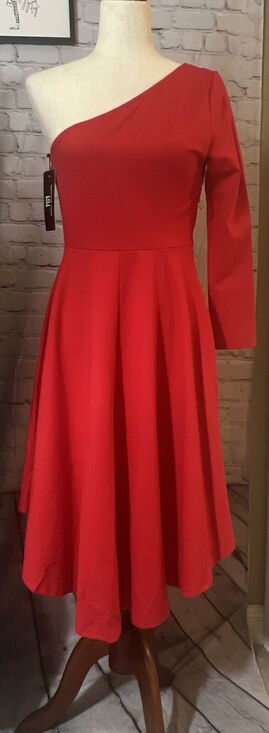 Sarin mathews Dresses & Skirts - Sarin Mathews Red One Shoulder Dress  Women’s Medium NWT.